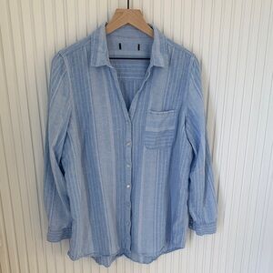 Light blue Linen blend button down Shirt